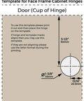 Template for Face Frame Cabinet Hinges, showing measurements for 1-3/8 inch diameter and 3-1/2 inch for hinge installation.