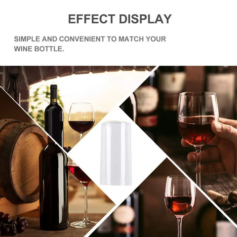 100 Piece Clear PVC Heat Shrink Wine Bottle Caps Add A Top Shelf Vibe To Your Glass Bottles with a wine bottle and glasses.