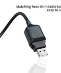 Close-up of Solderless USB Two Point Zero Connectors DIY Adapter Kit With Plug And Play Screw Terminal Block For USB Cable Type A Converter Pluggable Repair Kit Includes Male And Female Ends For Easy Cable Extension And Quick Fixes showing USB cable with heat shrinkable tube.