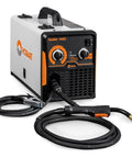 140EZ 120V Wire Feed MIG Welder With Spool Gun For Aluminum, Flux Core And MIG, front view with cables