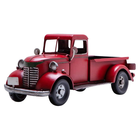 Iron Classic Red 12 Inch Pickup Truck Figurine For Home Decor, desktop car display, collectible ornament with vintage style