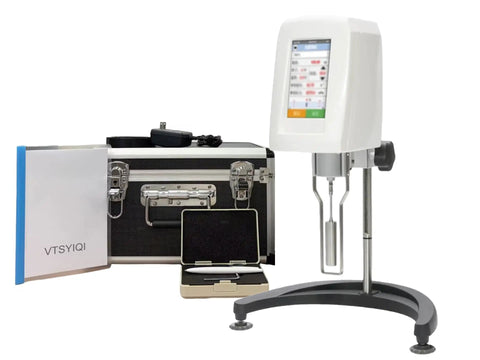 Digital Rotary Viscometer With Five Inch Touch Screen And Four Stainless Blades, lab instrument with protective case.