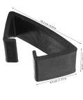 Close-up of black 4 pack outdoor wicker sofa connector clip with size measurements, designed for sectional chairs cushion stability.