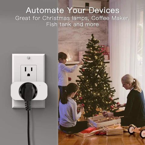 4 Pack WiFi Smart Plugs That Play Nice With Alexa And Google Home Heavy Duty 7 Day Programmable Timer 1800W 15A Outlet in use