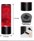 Jellyfish Lamp Liquid Table Lamp With Remote Control Color Changing Night Light showing dimensions and USB port details