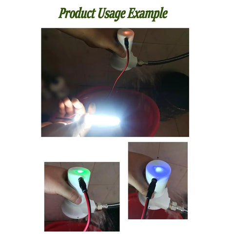 50W Portable Micro Hydro Generator Water Turbine Power Kit in use with LED indicators showing power generation