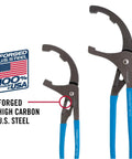 Heavy Duty Oil Filter And PVC Pliers Set With 9 Inch And 12 Inch Pliers Made In USA Forged High Carbon Steel Safe Stop Grip Permalock Fastener