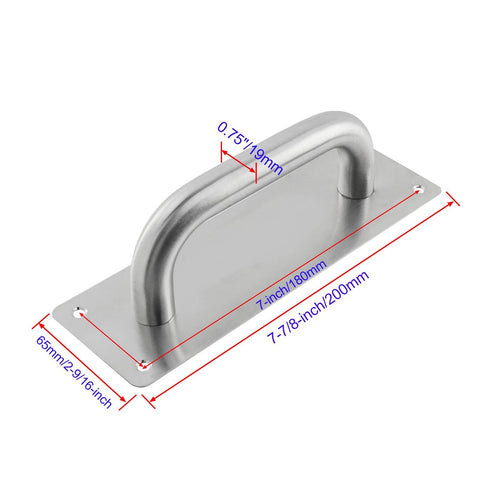 Stainless Steel Door Pull Handle With Plate Heavy Duty Barn Door Hardware For Shed Gate 7 7/8 Inch Long By 2 9/16 Inch Wide
