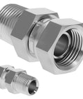 Hydraulic Swivel Adapter 3/8 NPTF Male To 3/8 NPSM Female Swivel Fitting 360 Degree Rotation For Ultimate Install Flexibility Heavy Duty Hydraulic Line Connector For Leak Free Performance, carbon steel