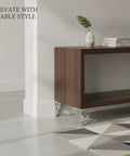 S-Shaped Heavy-Duty Cabinet Support Leg Carbon Steel, 5.9 Inch Height on wood cabinet, reflective finish visible