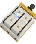 Heavy Duty 3 Pole Double Throw Electric Brake Safety Closing Switch 380V 100 Amp Metal Toggle Control For Truck And Trailer Brakes, top view.