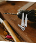 3 Piece Wire Stripper Set With Heavy Duty Auto Cable Stripper And Electric Crimping Tool Fast Wire Twister on wooden workbench with drill.