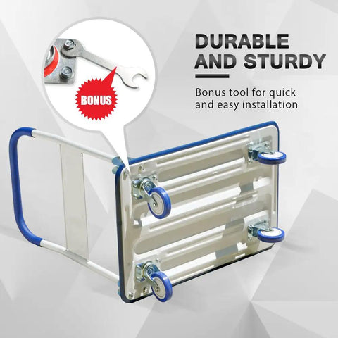 No Sweat Foldable Push Cart Dolly Rocking A Solid 660 Pound Load Rating For Smooth Moving Hauls And Super Compact Portable Trunk Storage In Vivid Blue