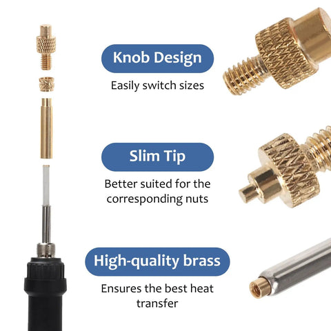 All In One Plastic Repair And Assembly Kit With Heat Set Inserts And 60W Digital Soldering Iron, M2 To M8 Brass Insert Tips
