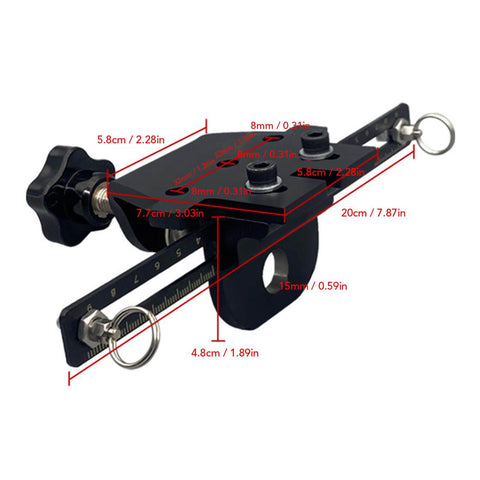3 In 1 Dowel Jig Drill Kit With Self Centering Dowel Jig And Pocket Hole Locator, Includes 8Mm 10Mm 15Mm Drill Bits, Adjustable Woodworking Locator For Furniture Assembly And DIY Projects, Built Tough With High Carbon Steel displaying measurements in inches and centimeters