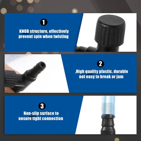10-pack aquarium air control valves for 3/16 in ID tubing; black T-shaped plastic air flow regulators