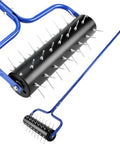 Rolling Lawn Aerator With A 21 Inch Roller And A 75 Inch Adjustable Handle No Assembly Required Heavy Duty Spike Roller For Lawn Care Boosts Soil Aeration Water Absorption And Nutrient Uptake Durable Blue Finish