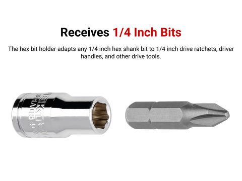 1/4 Inch Drive Hex Bit Holder Socket With Magnetic Retention Lets You Attach 1/4 Inch Hex Bits To Ratchets And Drivers
