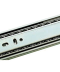 Close-up of 22 Inch Ball Bearing Drawer Slides Full Extension With Zinc Plated Stamped Steel Build Heavy Duty Support Up To 100 Pounds
