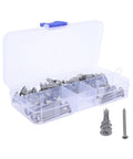 30 Piece Zinc Alloy Drywall Anchors And Screws Kit With Self Drilling Hollow Wall Expansion Screws, Heavy Duty Metal Fasteners For Drywall And Brick, Hassle Free Manual Installation For Shelves, Pictures, And Racks. Plastic case with zinc alloy drywall anchors and screws