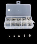 Assorted Metric Hex Socket Head Screws Kit With Headless Internal Cup Point Fasteners in divided case, open view with screws shown.