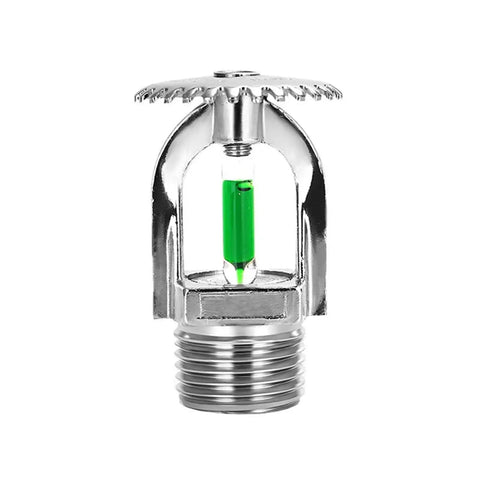 Close-up of Six Pack Tough As Nails Upright Fire Sprinkler Heads Quick Trigger Response Half Inch Thread Solid Nickel Plated Copper.