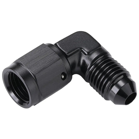AN4 Female To 4AN Male Flare 90 Degree Swivel Fitting Adapter Coupler Aluminum Black, 6061 T6 Billet Aluminum, Anodized Finish For Strength And Corrosion Resistance, 37 Degree Sealing Angle, Full Swivel Head, black 90° elbow
