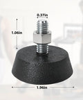 Heavy Duty Spin Bike Leveling Foot Pads 4 Pack With 3 8 Inch Stainless Steel Screws, close-up of rubber pad with dimensions.