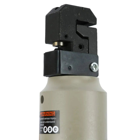 Close-up of a 2 In 1 Pneumatic Punch And Flange Tool For Sheet Metal, featuring a rotating head for precise hole punching and edge crimping.