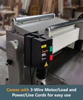 Heavy Duty 230V 3 Phase Magnetic Switch Box With 11 Amp Rating UL Listed Plug And Play Pre Wired Cable Kit For Tablesaw Planer Woodworking Shaper And Garage Rig Setup installed on a woodworking tool.