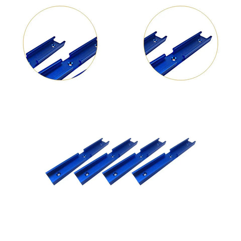 Awesome 4 Piece Woodworking T Slot Tracks Aluminum Jig Set With Pre Drilled Holes, 20cm length, blue precision connectors.