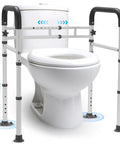 Rock Solid Toilet Safety Rails For Seniors With Dang Good Grip Handles And No Sweat Setup Bathroom Assist Frame by toilet in white finish.