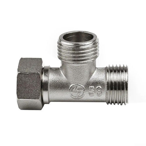 Tough And Slick T Adapter Diverter Valve For Bidet Sprayer And Shower Splitter with solid brass construction and G half inch thread.