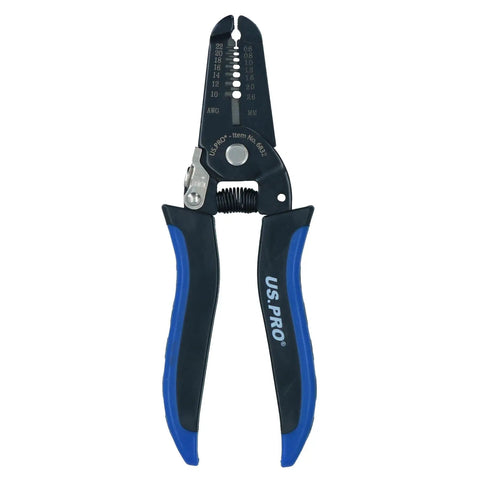 Seven Inch Multifunctional Electrical Wire Strippers And Cutters 22 To 10 Awg With Comfy Soft Grip Handles, precision steel blades.