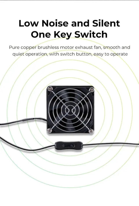 Upgraded Fume Extraction Kit For Ender Plus 3D Printer Enclosure With Exhaust Fan Interface, showing exhaust fan and switch