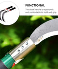 Close-up of Ergonomic Manual Weeder Garden Tool Set Lightweight Manganese Steel Chopping Device For Harvesting And Weeding.