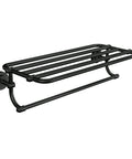 Iso 24-Inch Wide Hotel-Style Bathroom Towel Shelf With Towel Bar Matte Black Dope Modern Bath Organizer Keeps Towels Handy And Adds Sleek Everyday-Ready Style