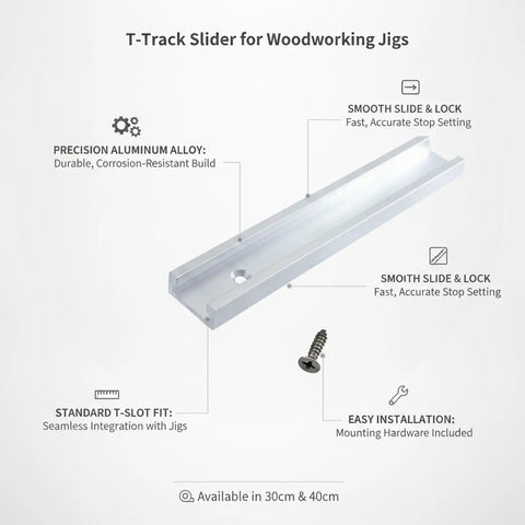 T-Track Slider For Woodworking Jigs With Aluminum Alloy Stop Block For Table Saw And Miter Saw, smooth glide, rock-solid lock