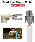Dual Function Pipe Thread Cutter For Internal And External Threads Drill Compatible PVC Threader Kit One Half Inch And Three Quarters Inch Rethreading Tool For DIYers And Pros Silvery Finish