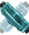 Top view of 18V LXT Cordless Oscillating Fan 9-1/4 inch, showing teal color and oscillation mechanism.