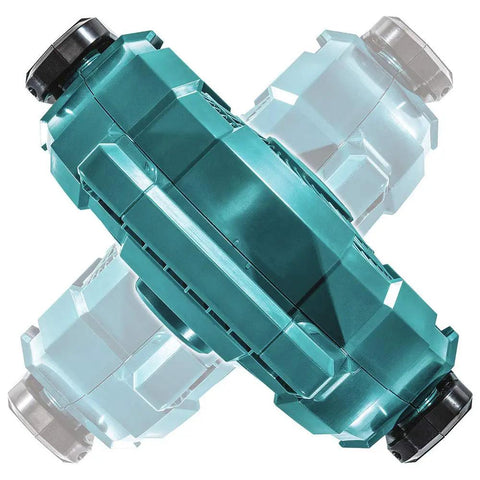Top view of 18V LXT Cordless Oscillating Fan 9-1/4 inch, showing teal color and oscillation mechanism.
