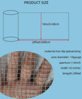 Built Tough Galvanized Hardware Cloth Mesh Roll For Chicken Coops And Backyard Critter Shields Rabbit Snake Gopher Shield Wire Screen Yard Ready Setup 16 By 20 Foot 19 Gauge Quarter Inch dimensions with hand showing mesh detail.