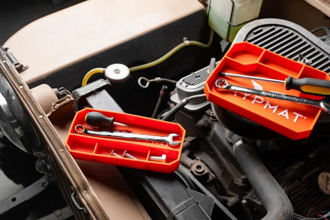 Non Slip Silicone Tool Tray For Mechanics And DIYers Small Grip Mat keeps tools on engine bay, flexible and heat resistant
