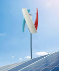 100W Vertical Axis Wind Turbine With Smart Controller And Permanent Magnet Generator Low Noise Helical Windmill Blue White Red