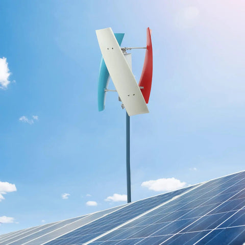 100W Vertical Axis Wind Turbine With Smart Controller And Permanent Magnet Generator Low Noise Helical Windmill Blue White Red