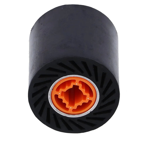 Rubber Aluminum Core Polishing Wheel For Wire Drawing Machine features an orange center and black rubber exterior for burnishing.