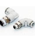 Right Angle Pneumatic Rotary Union For High Speed Air And Fluid Lines With 360 Degree Rotation Fits RL8-04 RL10-04 And RL12-04 Series Built To Last Workhorse Joint For Fast Reliable Machine Setup, white metal fittings
