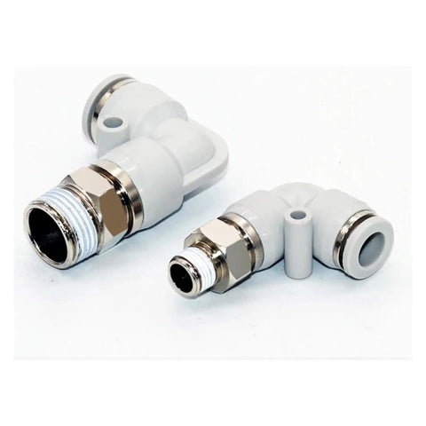 Right Angle Pneumatic Rotary Union For High Speed Air And Fluid Lines With 360 Degree Rotation Fits RL8-04 RL10-04 And RL12-04 Series Built To Last Workhorse Joint For Fast Reliable Machine Setup, white metal fittings
