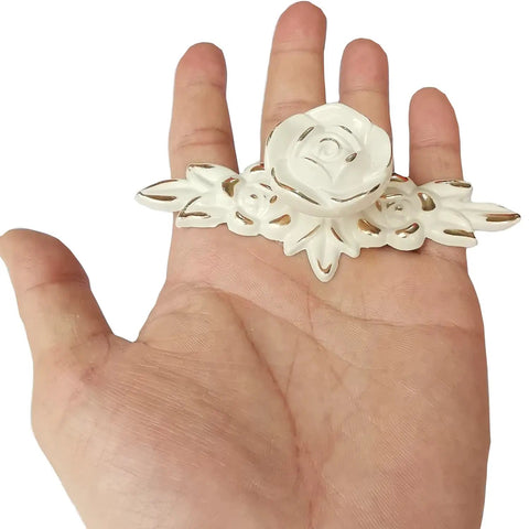 European Style Rose Cabinet Knob Set With Backplates 102mm Vintage Zinc Alloy Flower Drawer Pulls in hand