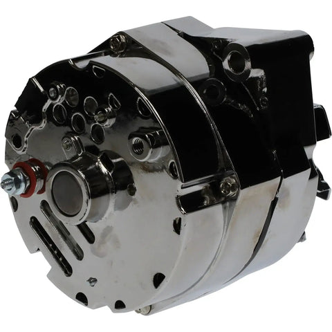 Beefy 100 Amp Chrome Alternator For GM Chevy 10Si 12V Self Exciting With 1 Or 3 Wire Delco Style Heavy Duty Replacement